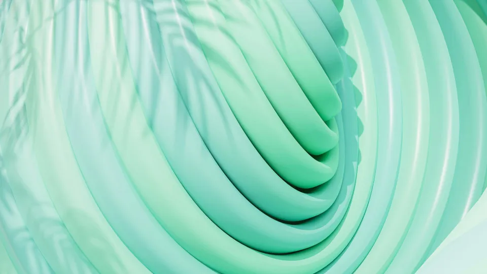 Imagem verde abstrata com tiras enroladas