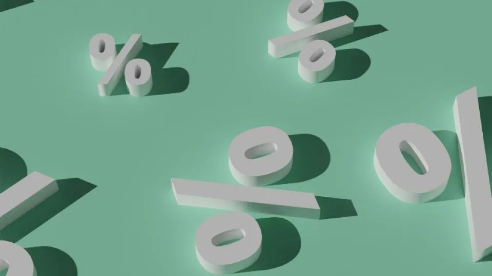 Imagem verde com símbolos de percentagem em branco